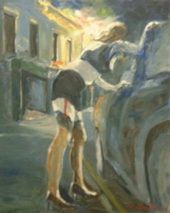 Painting of street worker